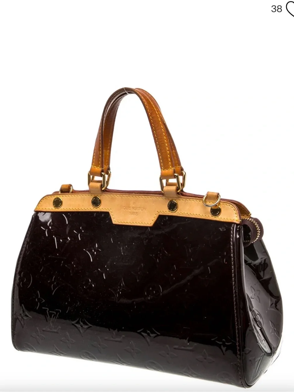 Louis Vuitton Dark purple Vernis and Tan brea pm